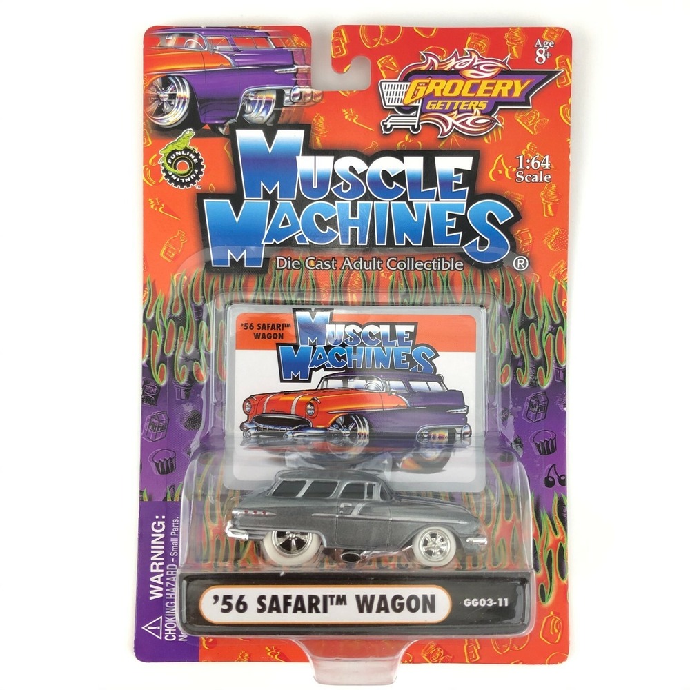 Muscle Machines 1956 '56 Pontiac Safari Wagon Metallic Gray Car Die Cast 1/64